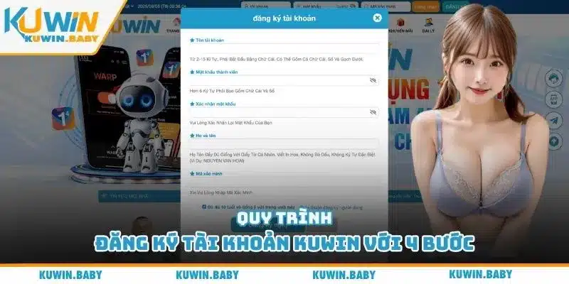Quy trình đăng ký tài khoản Kuwin với 4 bước